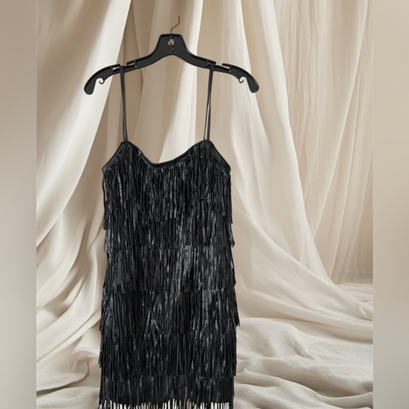 PrettyLittleThing Dresses & Skirts - NWOT Women’s Fringe Dress Pretty Little Thing Size 4 Party Black Fancy Zipper